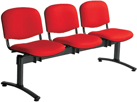 CL - 23, čalouněná lavice do čekárny, 3-sedák, látka SUE - S 2 červená, kostra černá